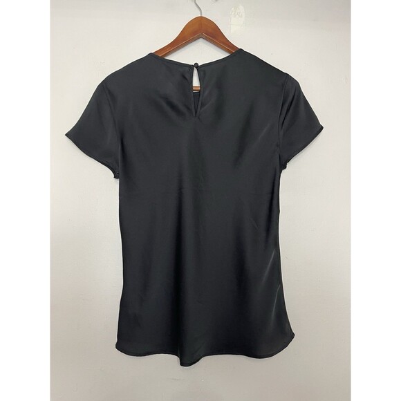 Express Women's Small Black Satin Short Sleeve Blouse Top - Picture 5 of 6
